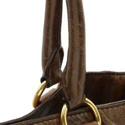 PRADA VITELLO SHINE Tote Bag Shoulder Leather NOCCIOLO Khaki Brown BN2151