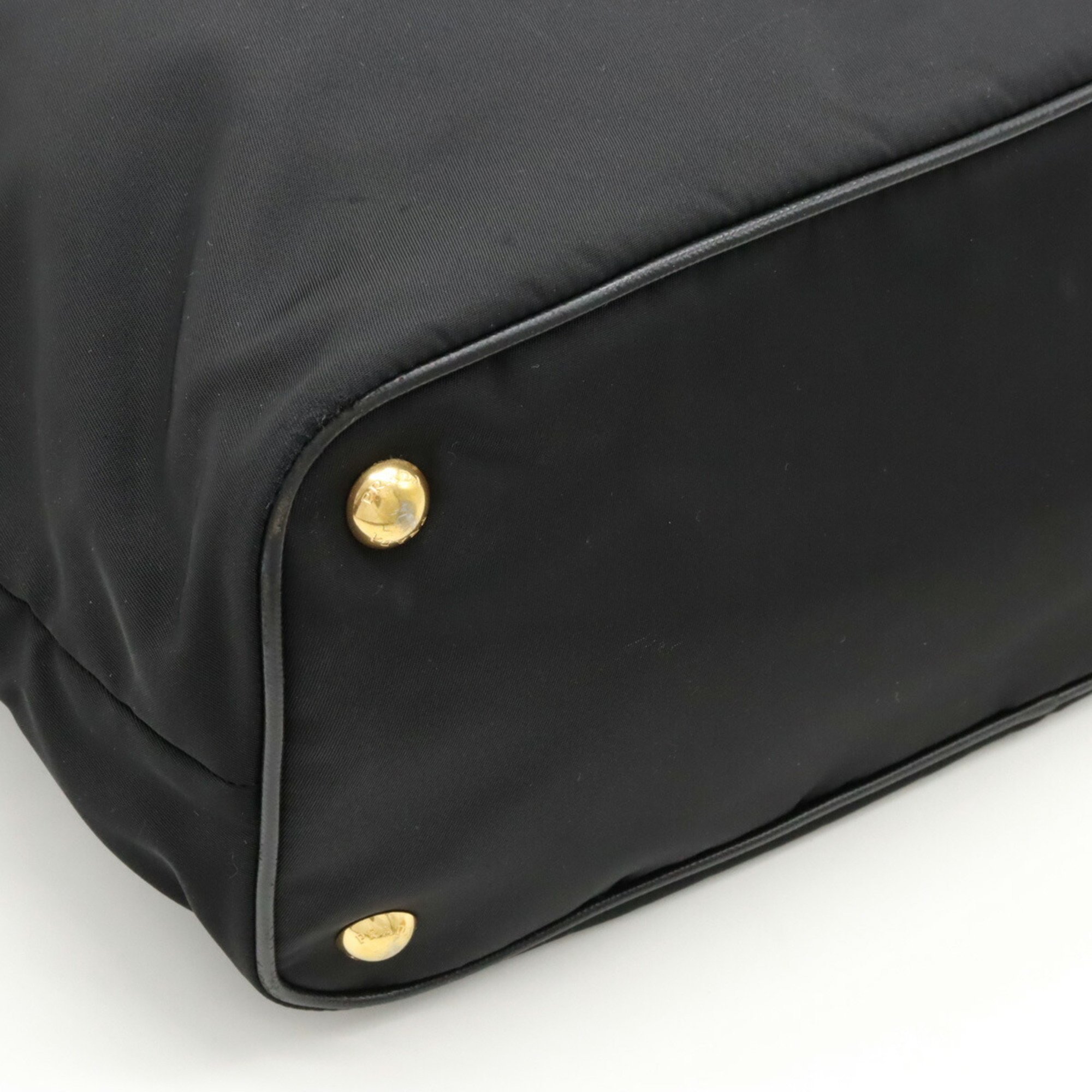 PRADA Prada Tote Bag Shoulder Large Nylon Leather NERO Black BR4997