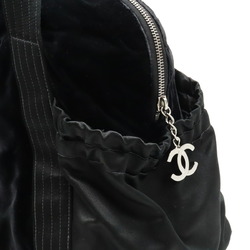 CHANEL Coco Mark Tote Bag Shoulder Velour Satin Black