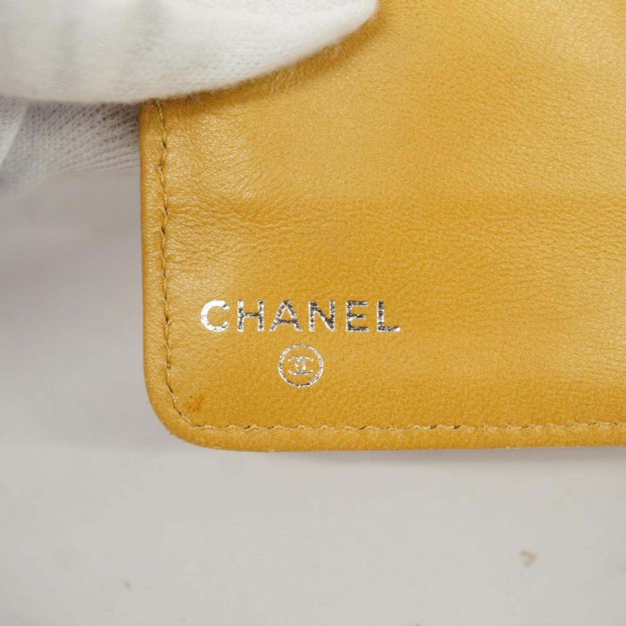 Chanel Long Wallet Icon Lambskin Beige Women's