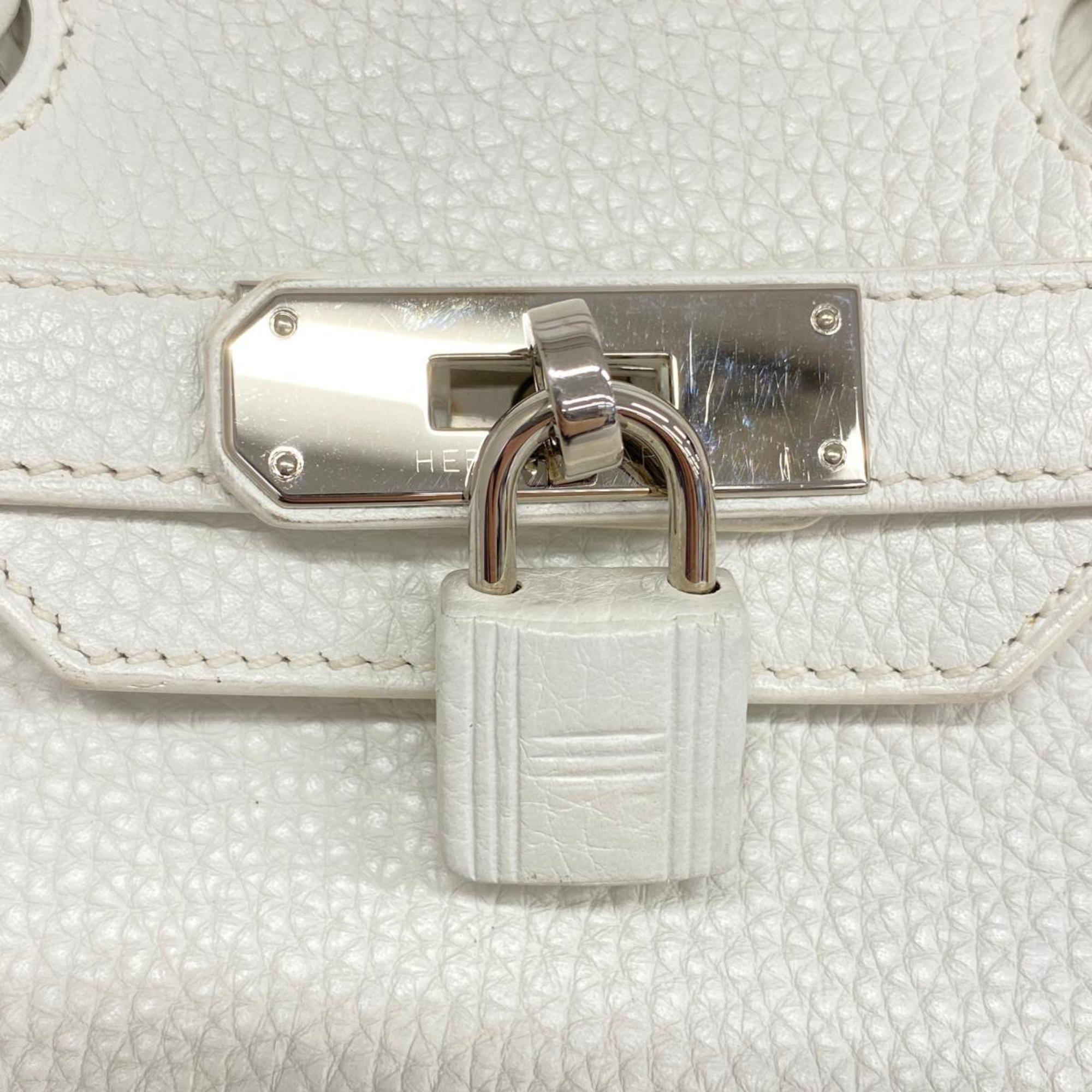 Hermes handbag Birkin 30 X engraved Taurillon Clemence white ladies