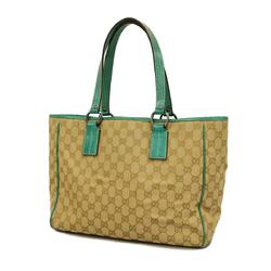 Gucci Tote Bag GG Canvas 113017 Leather Ivory Women's