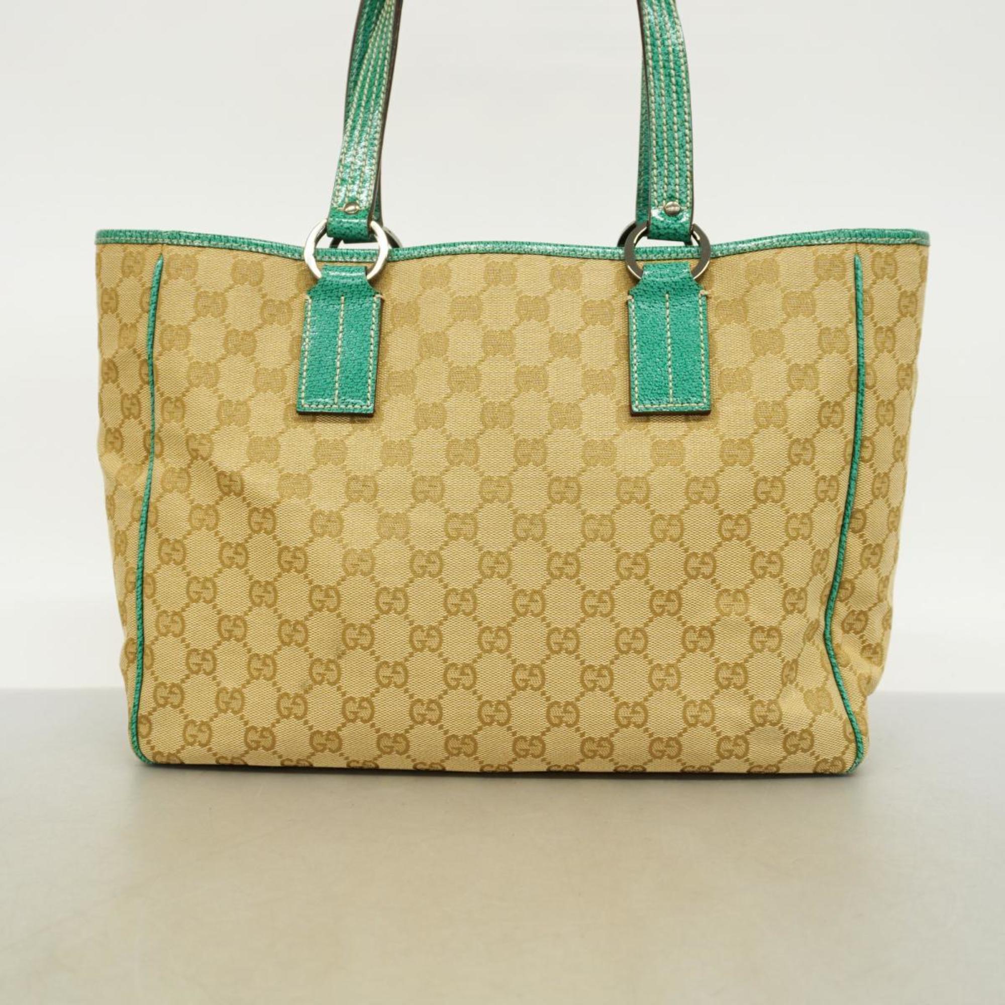Gucci Tote Bag GG Canvas 113017 Leather Ivory Women's