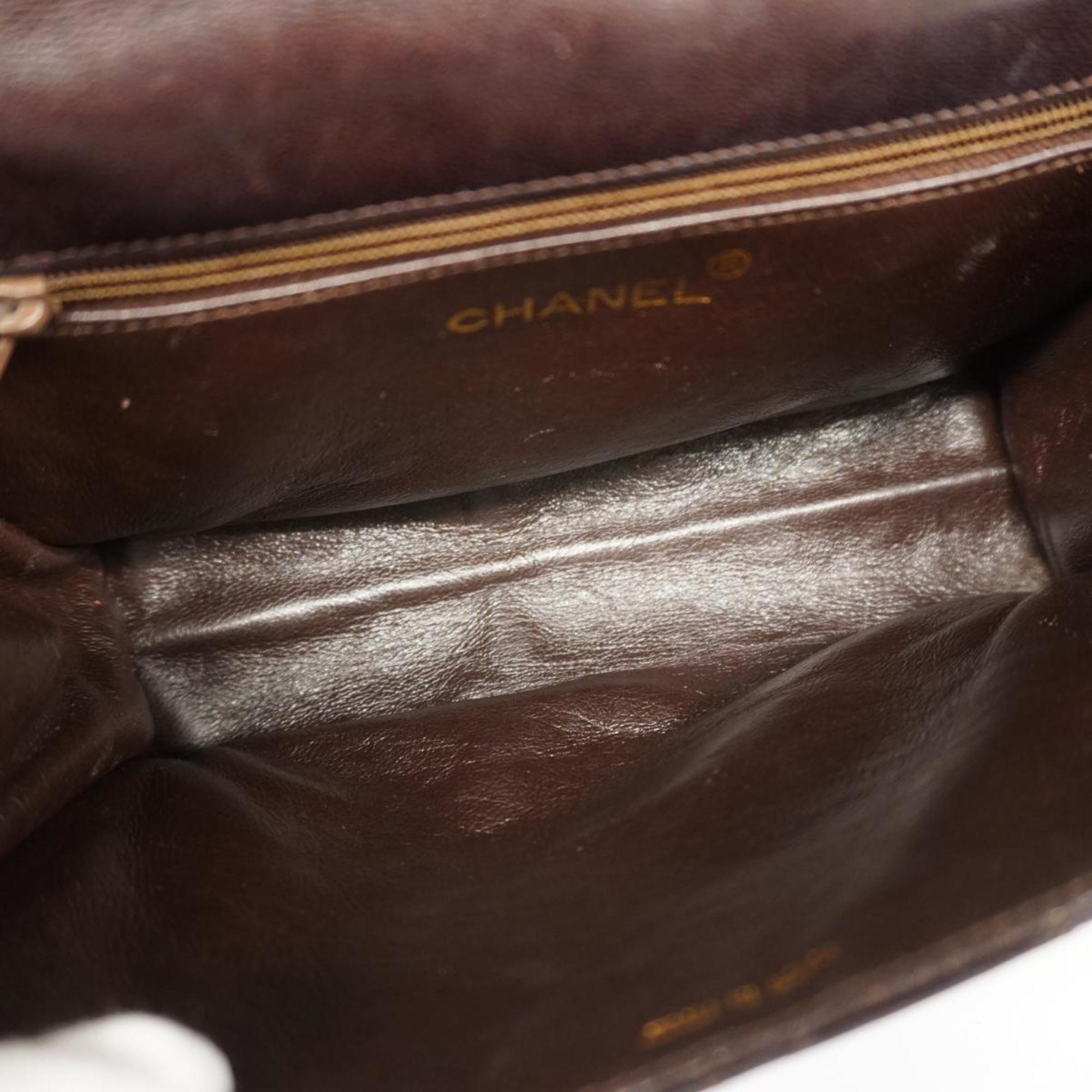 Chanel clutch bag, matelassé, lambskin, brown, women's