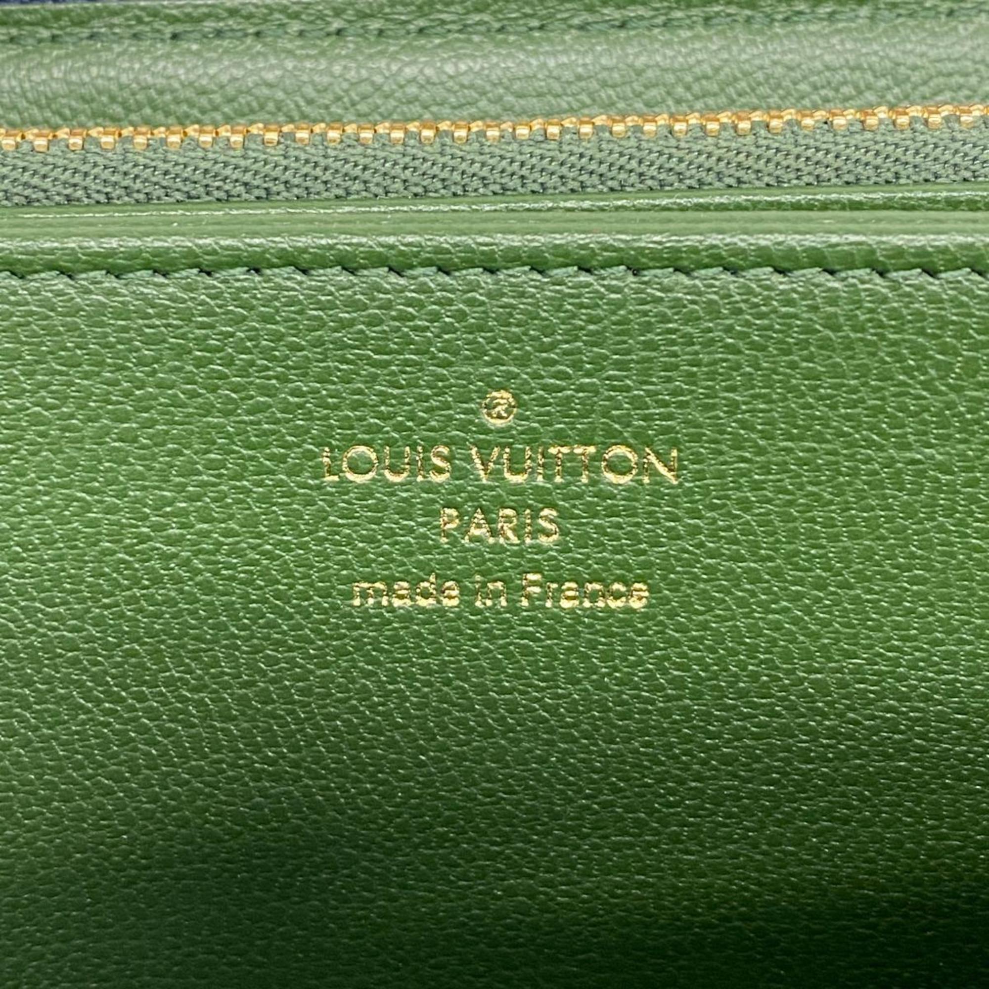 Louis Vuitton Long Wallet Zippy M82642 Navy Green Ladies
