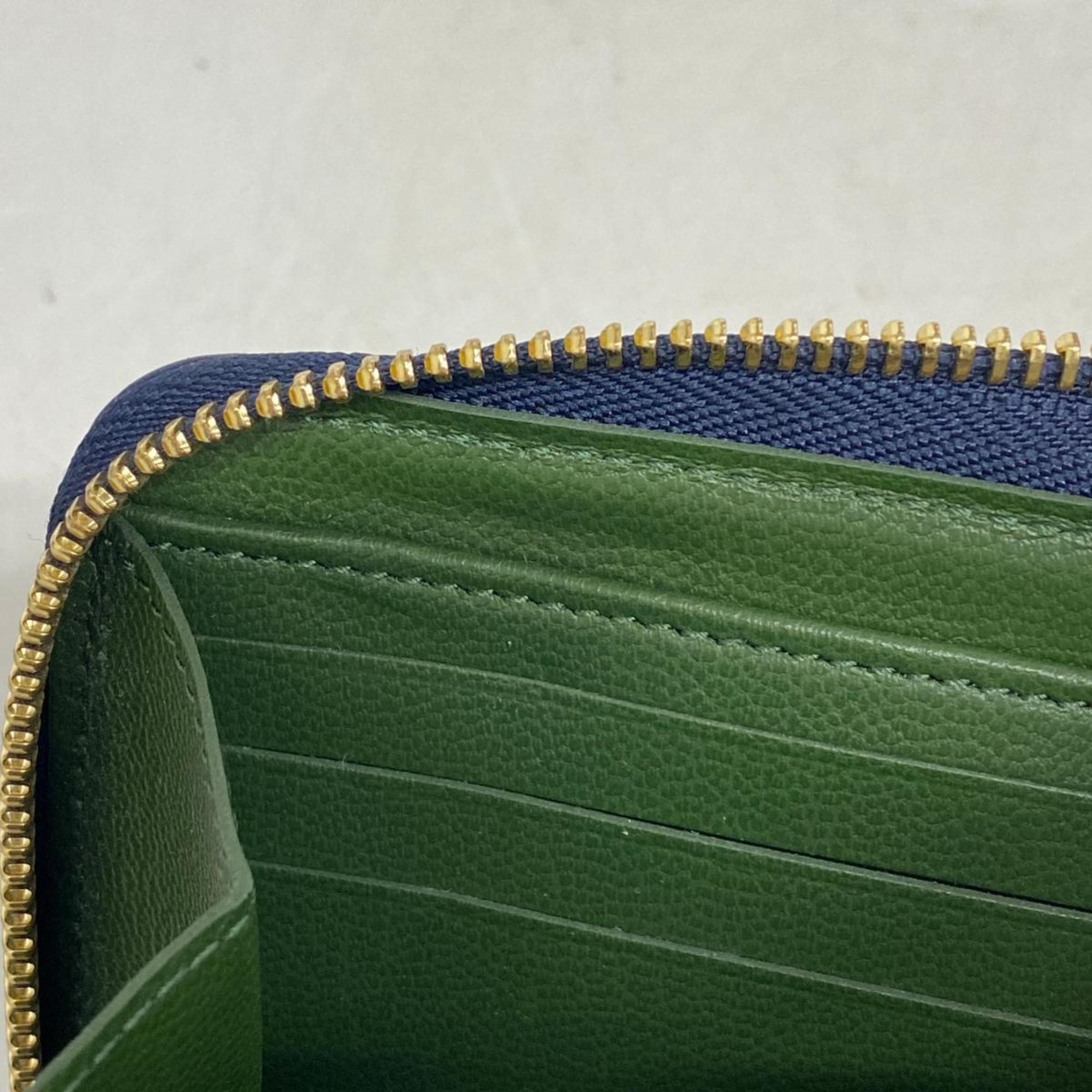 Louis Vuitton Long Wallet Zippy M82642 Navy Green Ladies