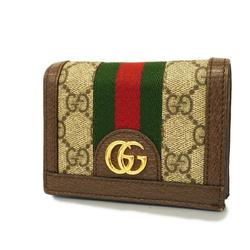 Gucci Wallet GG Supreme Shelly Line Ophidia 523155 Leather Beige Men's Women's
