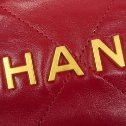 Chanel Handbag 22 Chain Shoulder Leather Red Women's