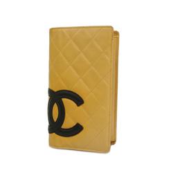 Chanel Long Wallet Cambon Lambskin Beige Women's