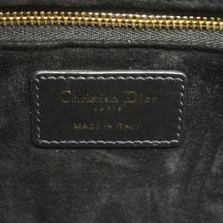 Christian Dior Handbag Cannage Lady Leather Black Champagne Women's