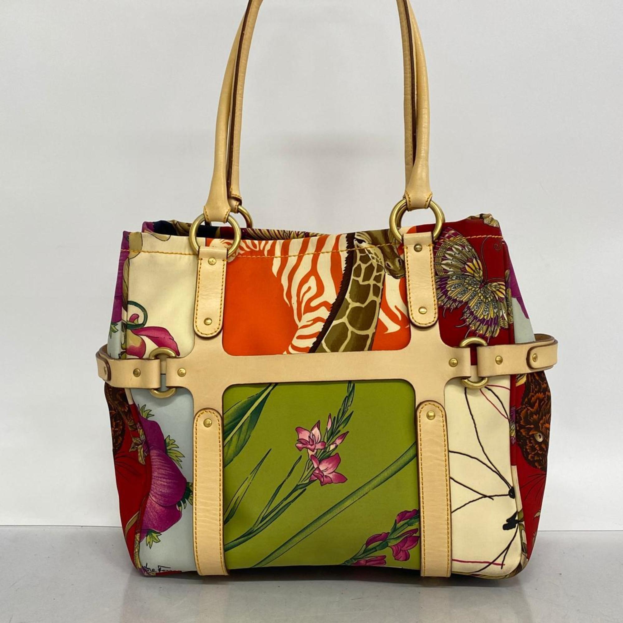 Salvatore Ferragamo Tote Bag Nylon Leather Multicolor Women's