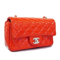 Chanel Shoulder Bag Matelasse Chain Patent Leather Red Women's