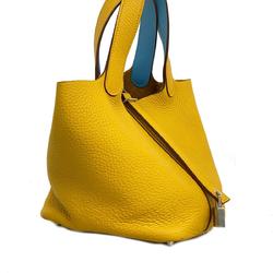 Hermes Handbag Picotin Lock Eclat PM C Stamp Swift Taurillon Clemence Jaune Ambre Celeste Women's