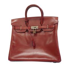 Hermes handbag Haute Couture 32 J engraved box calf Rouge vif ladies