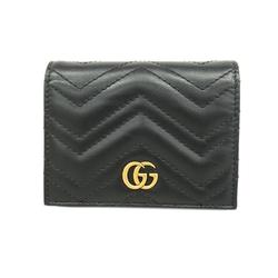 Gucci Wallet/Coin Case GG Marmont 466492 Leather Black Women's