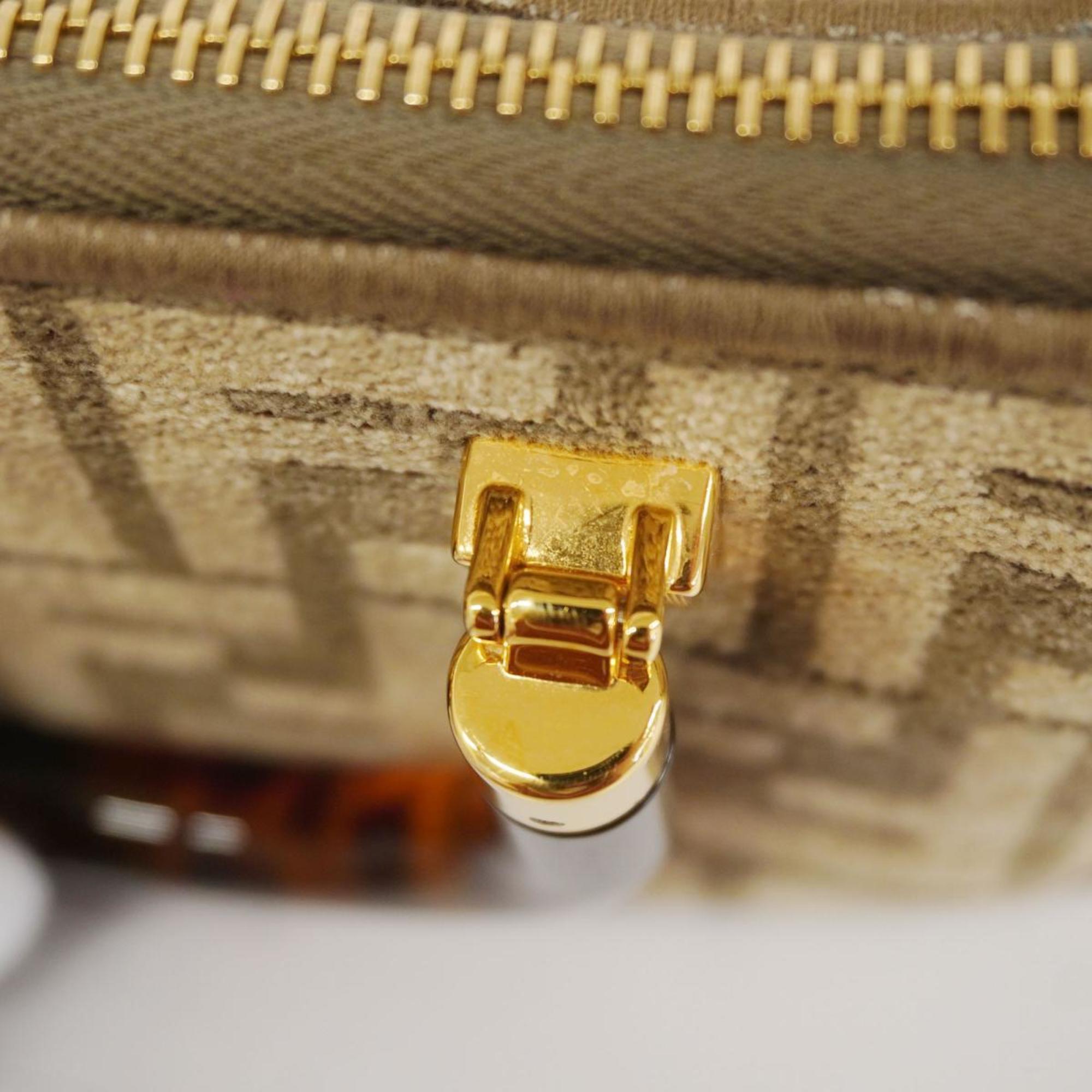 Fendi Handbag Zucca By The Way Viscose Beige Greige Women's