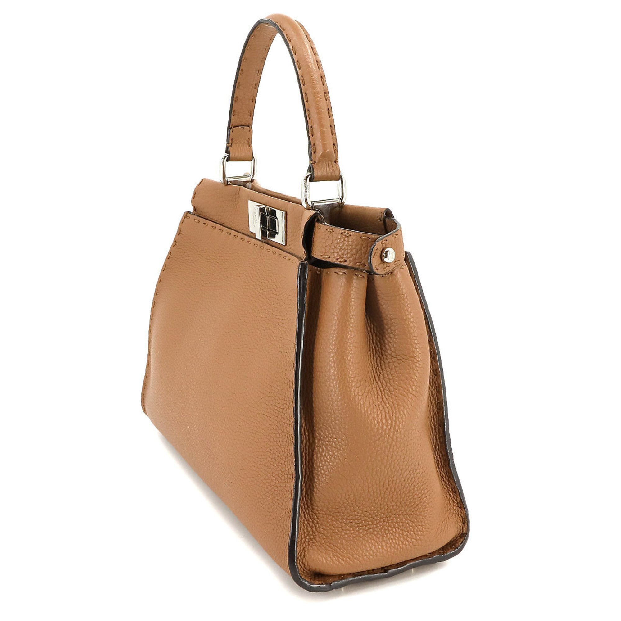 FENDI Selleria Peekaboo Regular 2way Hand Shoulder Bag Leather Brown 8BN290
