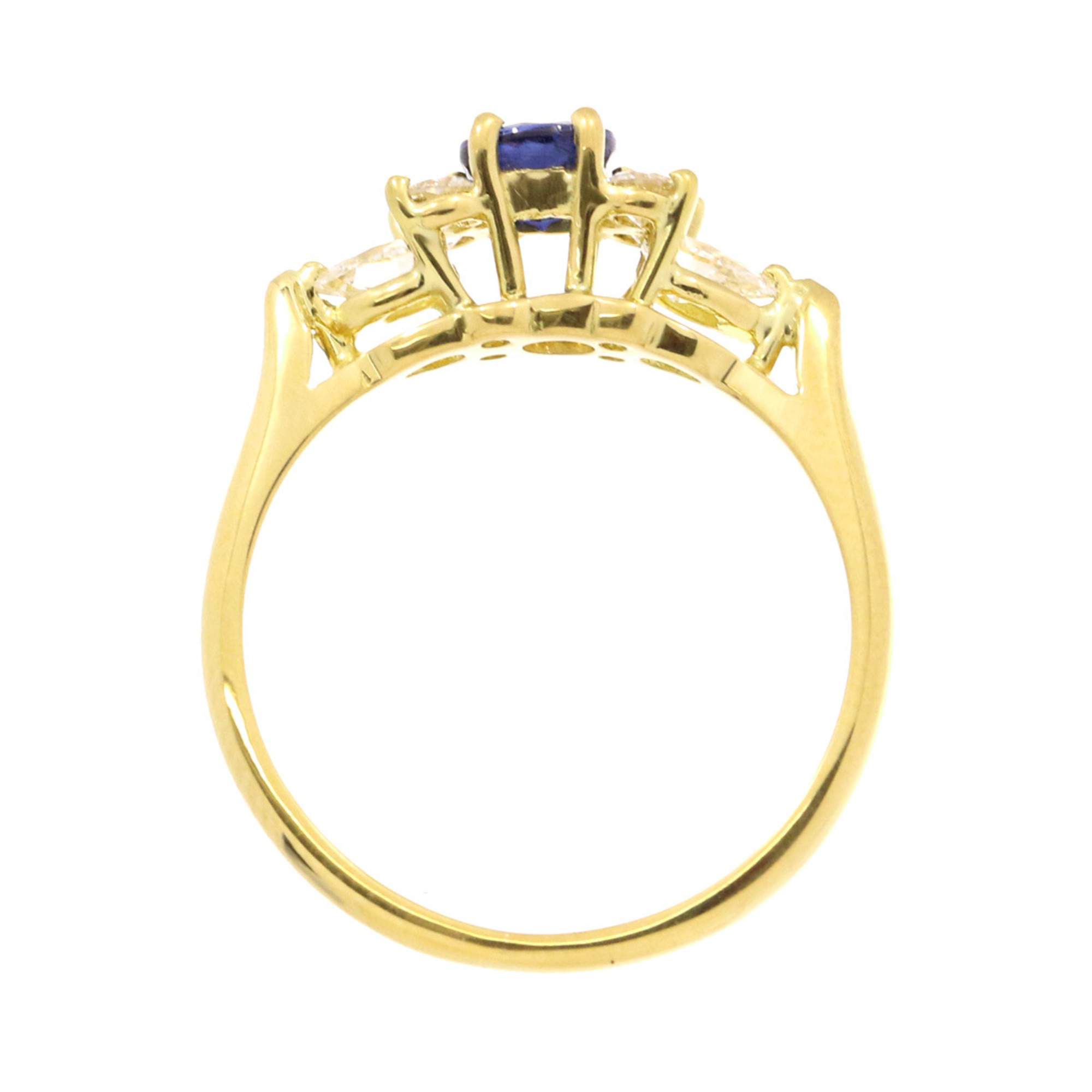 Tiffany & Co. Seven Stone Ring Size 8 Sapphire Diamond K18 Yellow Gold 750