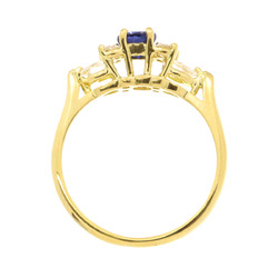 Tiffany & Co. Seven Stone Ring Size 8 Sapphire Diamond K18 Yellow Gold 750
