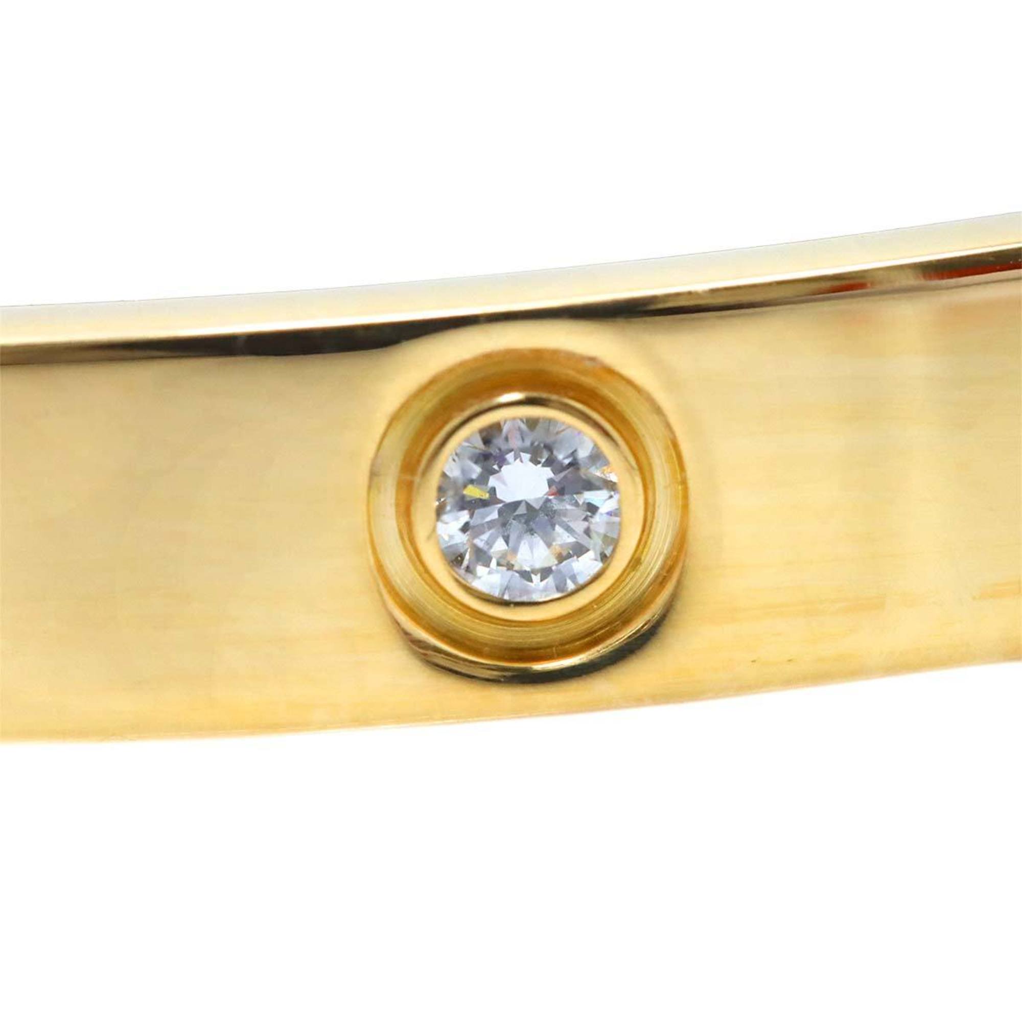 Cartier Love Bracelet Full Diamond 10P #16 K18 YG Yellow Gold 750 Bangle