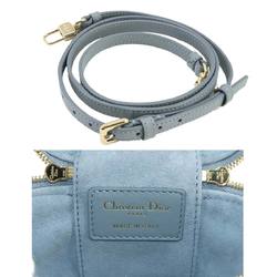 Christian Dior Lady Micro Vanity 2way Hand Shoulder Bag Leather Blue Case