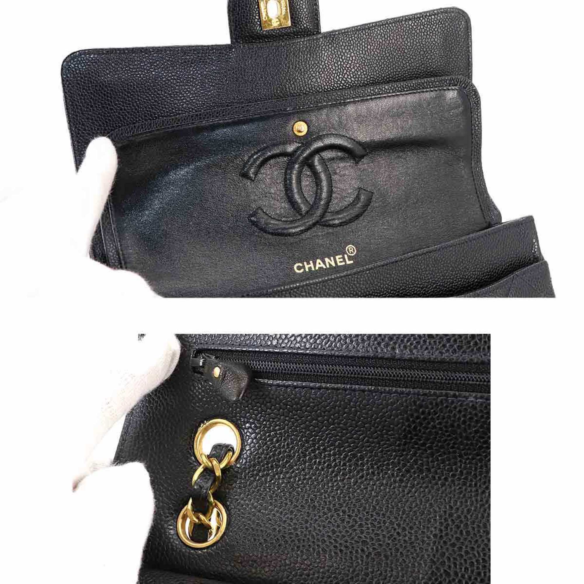 CHANEL Matelasse 25 Chain Shoulder Bag Caviar Skin Black A01112 Gold Hardware