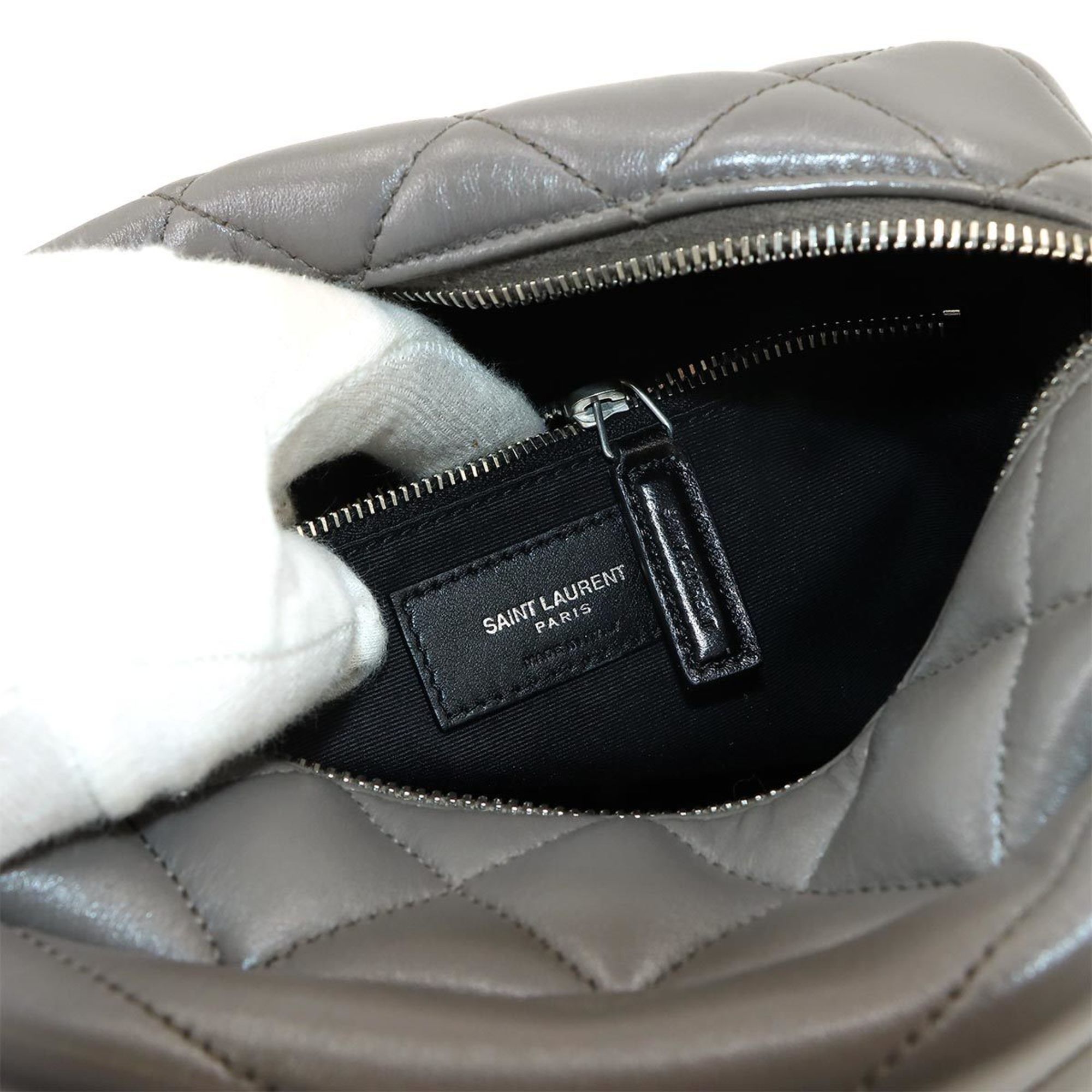 Yves Saint Laurent Saint Laurent Paris Loulou Bowling Chain Shoulder Bag Leather Grey 574102