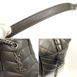 Yves Saint Laurent Saint Laurent Paris Loulou Bowling Chain Shoulder Bag Leather Grey 574102