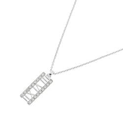 Tiffany & Co. Atlas Bar Diamond Necklace 40cm K18 WG White Gold 750