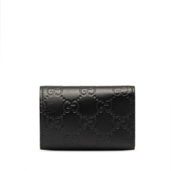 Gucci Guccissima Interlocking G Key Case 6 Links 369673 Black Leather Women's GUCCI