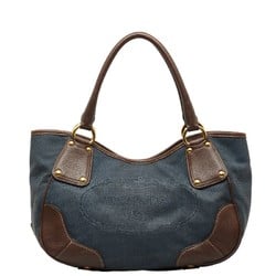 Prada Jacquard Handbag BR4635 Navy Brown Canvas Leather Women's PRADA