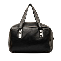 Chanel Coco Mark Handbag Boston Bag Black Leather Women's CHANEL