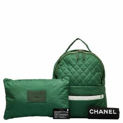 Chanel Backpack Green Nylon Leather Women's CHANEL