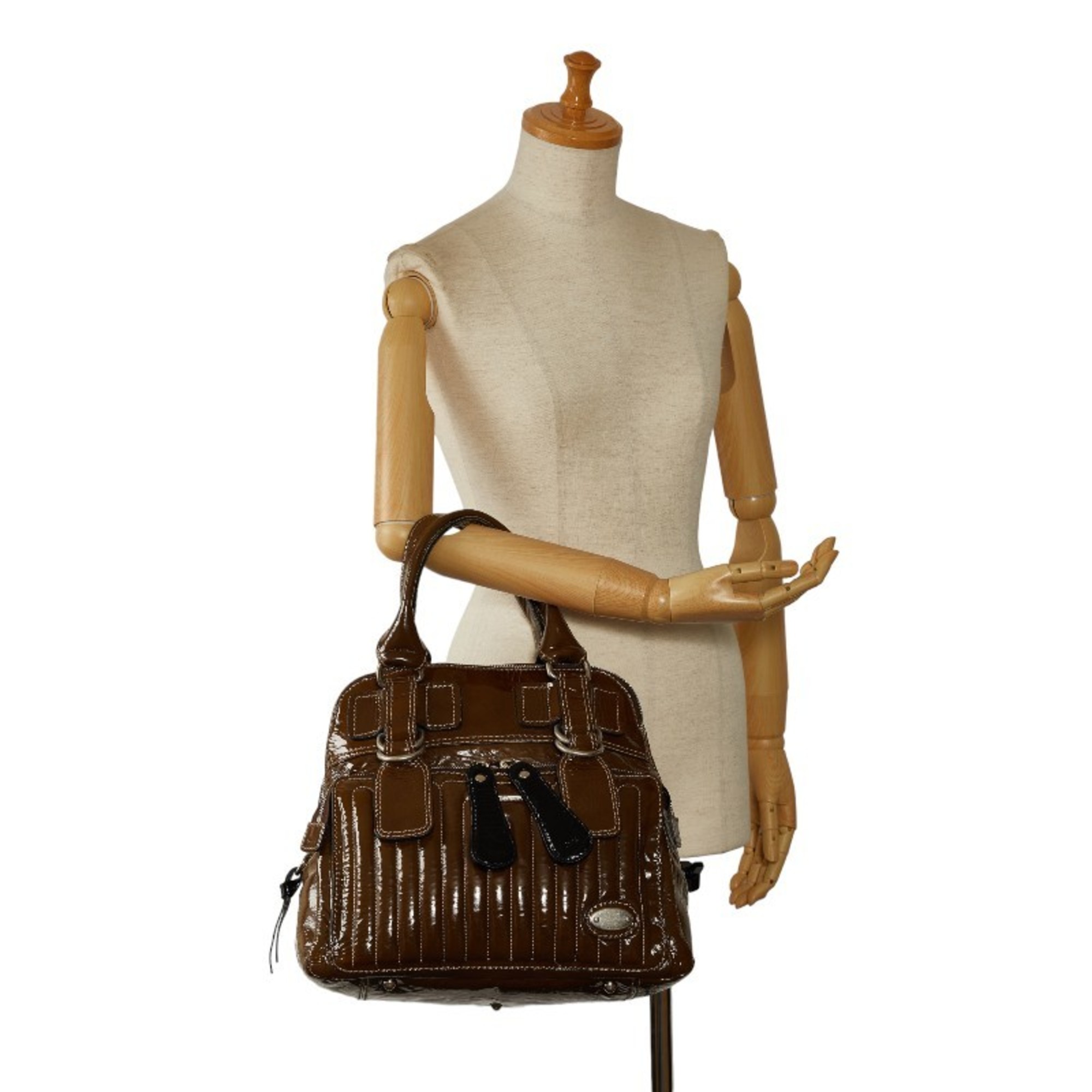 Chloé Chloe handbag tote bag brown enamel women's