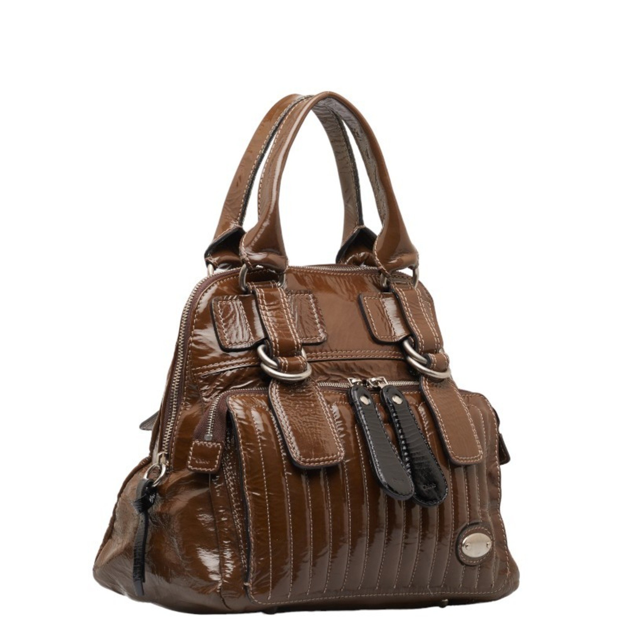 Chloé Chloe handbag tote bag brown enamel women's