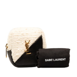 Yves Saint Laurent Saint Laurent Jamie Cube Pouch Charm 669964 White Black Canvas Leather Women's SAINT LAURENT
