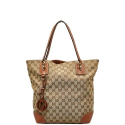 Gucci GG Canvas Handbag Tote Bag 198075 Brown Leather Women's GUCCI