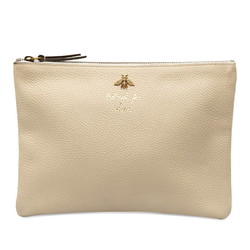 Gucci Animalier Bee Clutch Bag 460187 Ivory Leather Women's GUCCI