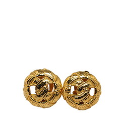 Chanel Coco Mark Twist Motif Earrings Gold Plated Women's CHANEL