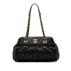 Chanel Coco Mark Matelasse Chain Shoulder Bag Black Gold Lambskin Women's CHANEL