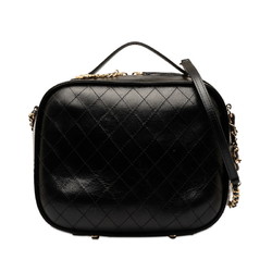 Chanel Bicolor Chain Handbag Shoulder Bag Black Gold Leather Women's CHANEL
