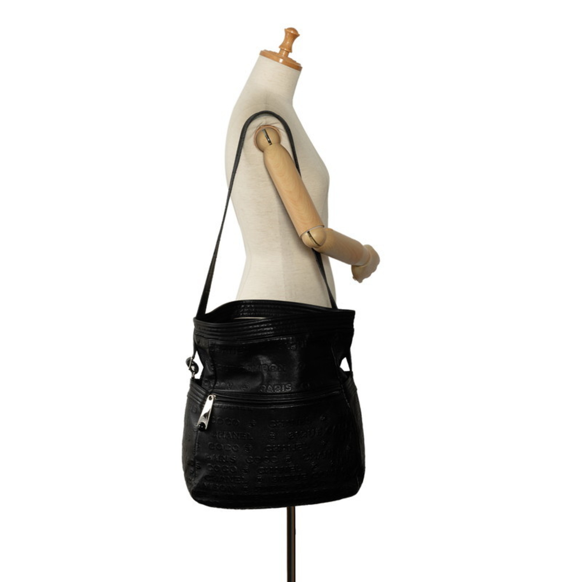 Chanel Unlimited Handbag Shoulder Bag Black Lambskin Women's CHANEL
