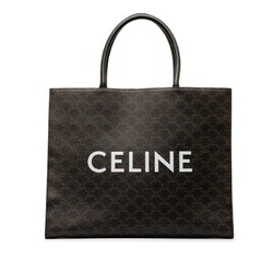 Celine Triomphe Horizontal Cabas Handbag Tote Bag Black PVC Leather Women's CELINE