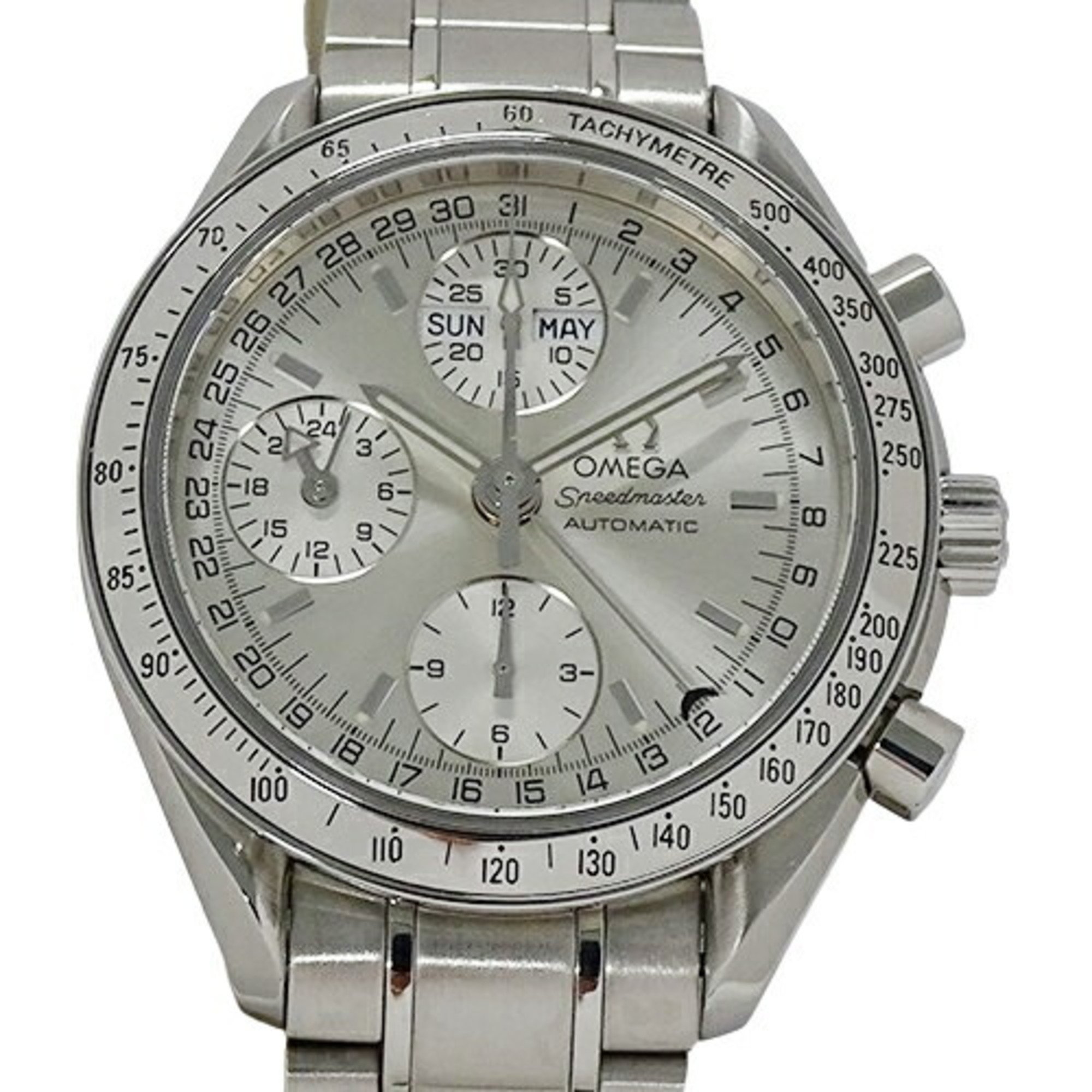OMEGA Speedmaster 3523.30 Men's Watch Triple Calendar Automatic AT Stainless Steel SS Silver Polished