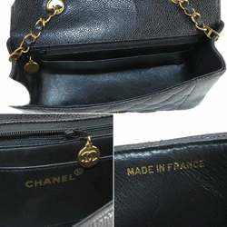 CHANEL Diana Matelasse 22 Chain Shoulder Bag Caviar Skin Black A01164