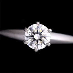 Tiffany & Co. Solitaire Diamond 0.51ct F/VS2/EX Size 9 Ring Pt Platinum