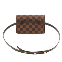 Louis Vuitton LOUIS VUITTON Damier Pochette Florentine Waist Pouch Belt Bag Ebene Brown N51856 Gold Hardware