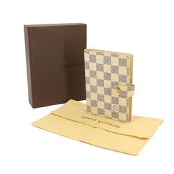 Louis Vuitton Damier Azur Agenda PM Notebook Cover White/Grey R20706 Gold Hardware