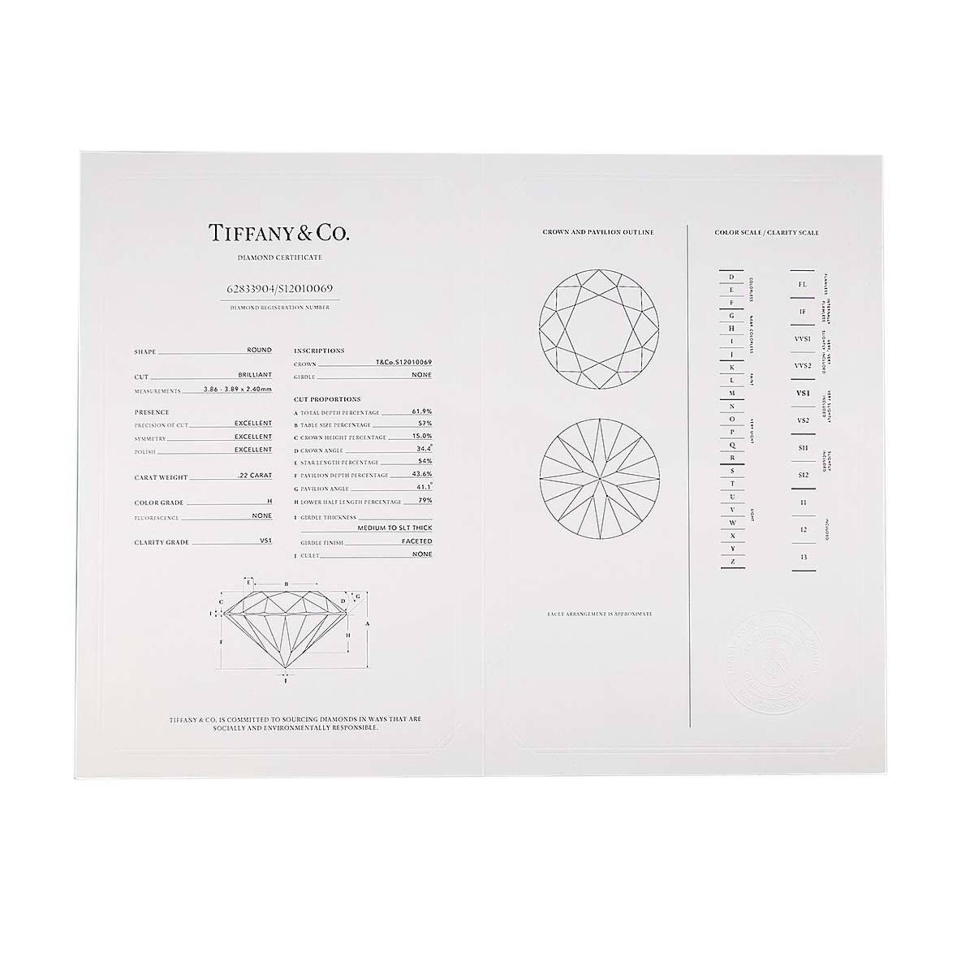 Tiffany & Co. By the Yard Diamond 0.22ct H/VS1/3EX Necklace 46cm Pt Platinum