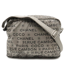 CHANEL Unlimited Shoulder Bag Pochette Nylon Silver Black 6531